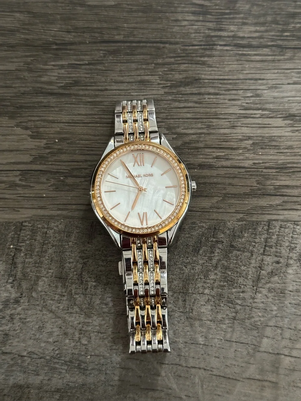 Michael Kors Two-Tone Silver and Rose Gold Crystal Accent Women's Watch
